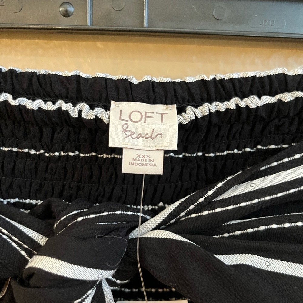 LOFT Black and White Striped Maxi Dress with Front Tie - Picture 3 of 4